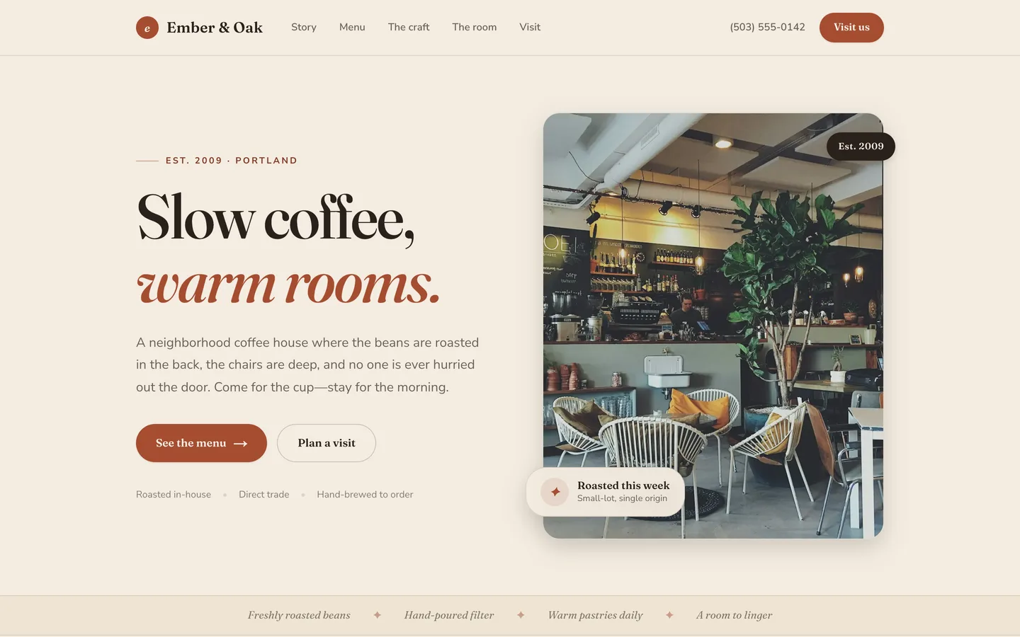 Ember & Oak — Coffee house